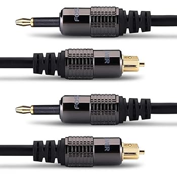 【中古】FosPower 0.9m X 2本 光デジタル有線テレビ Mini TOSLINK 3.5粍 ミニ 放り投げる繋がり オーディオ オプティカルケーブル 角型-丸型高耐久 24K金メッキプ