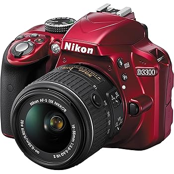 【中古】Nikon D3300 24.2 MP CMOS Digital SLR with AF-S DX NIKKOR 18-55粍 f3.5-5.6G VR II Zoom Lens Red