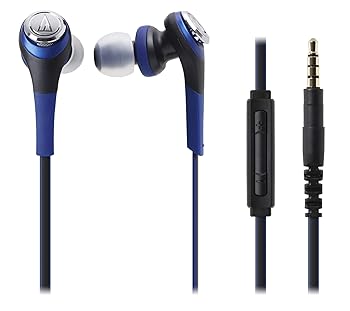 【中古】オーディオテクニカ SOLID BASS iPodiPhoneiPad専用カナル型イヤホン 重低音 ブルー ATH-CKS550i