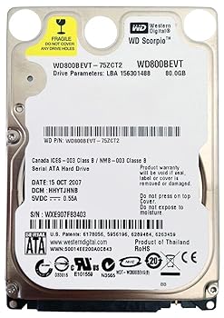【中古】(良い)WESTERN DIGITAL 2.5インチ内蔵HDD 80GB Serial-ATA/300 5400rpm 12.0ms 8MB WD800BEVT