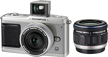 【中古】(良い)OLYMPUS ミラーレス一眼 E-P1 ツインレンズキット シルバー E-P1 TKIT-SLV