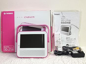 【中古】(良い)TWINBIRD ポータブル防水DVDプレーヤー(ワンセグチューナー搭載) DVD ZABADY ピンク VD-J719P