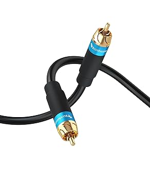 【中古】(良い)BlueRigger デュアルシールド・サブウーファー・オーディオRCA ケーブル、金メッキコネクタ付 - 2.4m
