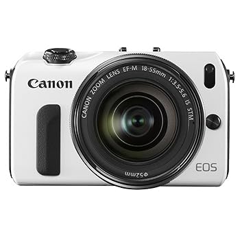 【中古】(良い)Canon ミラーレス一眼カメラ EOS M レンズキット EF-M18-55mm F3.5-5.6 IS STM付属 ホワイト EOSMWH-18-55ISSTMLK