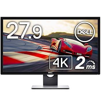 【中古】(良い）Dell ゲーミングモニター 27.9インチ 2ms/スリムベゼル/4K/TN 非光沢/フリッカーフリー/スピーカ内蔵/DP,mDP,HDMIx2/3年保証 S2817Q