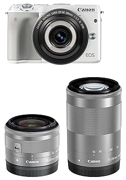 【中古】(良い）Canon ミラーレス一眼カメラ EOS M3(ホワイト)・クリエイティブマクロ トリプルレンズキット EOSM3WH-CMTLK