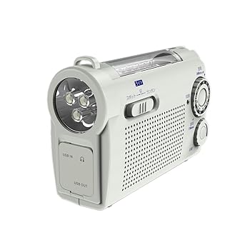 【中古】手回し充電AM/FMラジオライト　KDR-107W