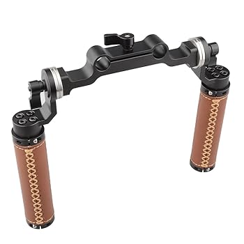 【中古】(良い）CAMVATE ロゼット標準アクセサリーハンドグリップ 15mm ロッドクランプ レールブロック デジタル一眼レフハンドル ショルダーリグ(レザーグリッ
