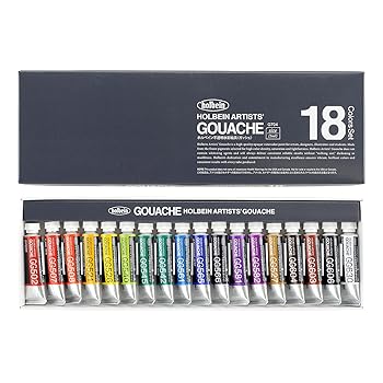【中古】(良い)ホルベイン 不透明水彩絵具〈ガッシュ〉 G704 5ml 18色セット 03704