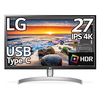 【中古】LG モニター ディスプレイ 27UK850-W 27インチ/4K/HDR対応/IPS非光沢/USB-Type-C、HDMI×2、DisplayPort/スピーカー搭載/FreeSync、高さ調節、ピ