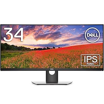 【中古】Dell モニター 34インチ 曲面ワイド/UWFHD/IPS 非光沢/フリッカーフリー/ブルーライト軽減/スピーカ内蔵/DP,mDP,HDMIx2/高さ調整/プレミアムパネ