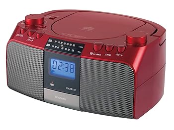【中古】(良い)コイズミ CDラジオ AM/FM ワイドFM対応 大型液晶 レッド SAD-4705/R