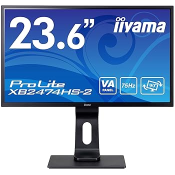 【中古】マウスコンピューター iiyama モニター ディスプレイ XB2474HS-B2(23.6型/VA/ノングレア/昇降/ピボット/スウィーベル/チルト/DP,HDMI,D-Sub)|ドリエム店