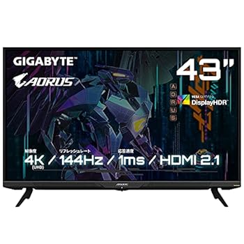 【中古】ゲーミングモニター GIGABYTE AORUS FV43U Gaming Monitor(43型 UHD 4K QLED 平面モニター 144Hz 1ms MPRT VESA Display HDR1000)｜ドリエム店
