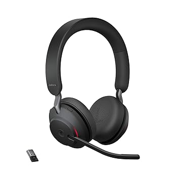 【中古】(良い)Jabra Evolve2 65 MS Stereo ヘッドセット マイク付き Blootooth USB-A接続 ノイズキャンセリング 最長37時間バッテリー持続 Web会議 2台同時接
