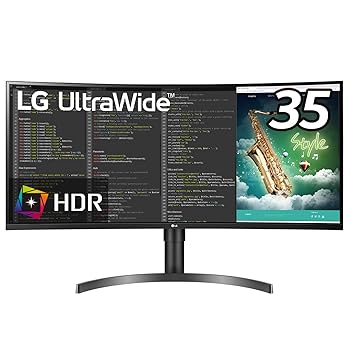 【中古】(良い)LG モニター ディスプレイ 35WN75C-B 35インチ/フレームレス曲面型ウルトラワイド(3440×1440)/VA 非光沢/HDR/100Hz対応/FreeSync/USB Type-C,HD|ドリエム店