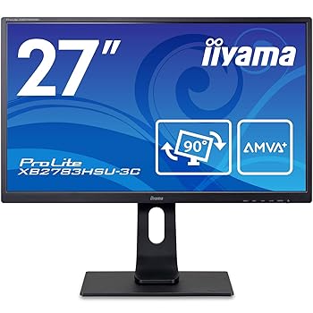 【中古】マウスコンピューター iiyama モニター ディスプレイ XB2783HSU-B3C(27型/AMVA+/フレームレス/昇降ピボット/高コントラスト/USBハブ/1920x1080/D|ドリエム店