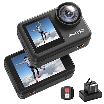 【中古】(好いたらしい）AKASO Brave 7 LE 動き写真器 4K 20MP IPX7本機雨合羽 40M雨合羽役立つこと(雨合羽入れもの嘱する) 六軸手ぶれ手を加える デュアル色合い映写幕 タッチパネル
