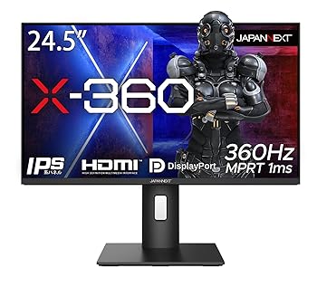 【中古】JAPANNEXT 24.5インチ ゲーミングモニター 360Hz 1ms フルHD 1920x1080解像度 IPS パネル ディスプレイ (HDMI/DisplayPort/VESA対応/高さ調節/回|ドリエム店