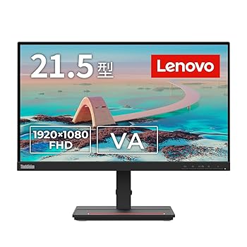 【中古】Lenovo ThinkVision S22e-20 モニター ビジネス 21.5型ワイド VA WLED液晶 FHD 非光沢 VESA HDMI ケーブル付き ブラック 62C6KAR1J9|ドリエム店