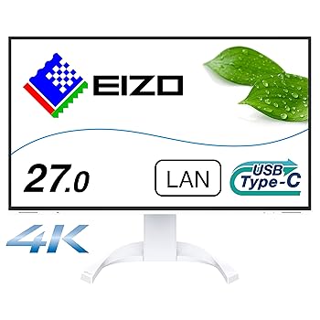 【中古】(良い）EIZO FlexScan EV2740X-WT (27.0型モニター/3840&times;2160/USB Type-C対応/ノートPC給電/疲れ目軽減/ホワイト/The warranty is valid only in Japan｜ドリエム店