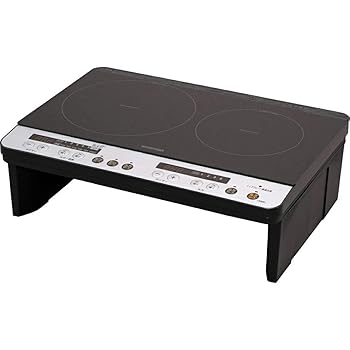 【中古】(非常に良い)アイリスオーヤマ IHクッキングヒーター 2口IHコンロ 1400W 脚付 ブラック IHK-W12S-B