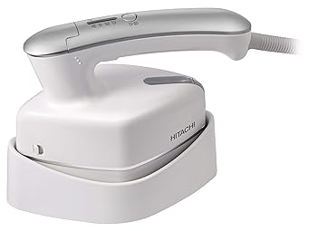 【中古】(非常に良い)日立 衣類スチーマー スチームアイロン ワンプッシュ連続スチーム 3段階温度切替 持ちやすいハンドル ブラシ付き CSI-RX2 W ホワイト