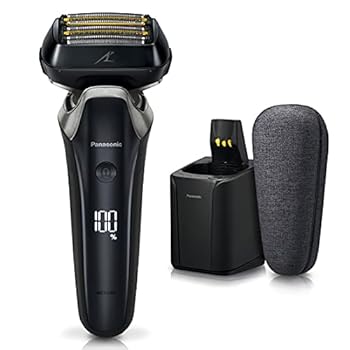 【中古】(人並み外れたに似つかわしい)パナソニック メンズ電気カミソリ 子ヒツジ短距離競走 直線的 6枚刃 洗い濯ぎ器付き添い人 手工芸品黒いこと ES-LS9AX-K