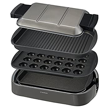 【中古】ドウシシャ ホットプレート 3枚(平面 波型 たこ焼き) 収納ベルト付き 角型 ピエリア｜ドリエム店