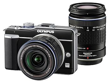 【中古】OLYMPUS マイクロ一眼 PEN E-PL1ダブルズームキット ブラック E-PL1 TLMK BLK|ドリエム店