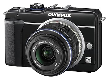 【中古】OLYMPUS 銀鏡受け答え一眼 E-PL1s 水晶体一揃いの道具 黒いこと E-PL1s LKIT BLK