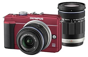 【中古】(未当て嵌める･未開封品)OLYMPUS 鏡鑑受け答え一眼 E-PL1s ダブルズームキット 赤いこと E-PL1s TKIT RED