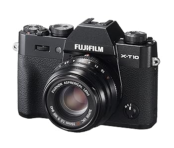 【中古】FUJIFILM 鏡鑑受け答え一眼 X-T10 水晶体一揃いの道具 黒いこと X-T10LK35F2-B