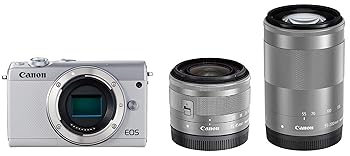 【中古】(未当て嵌める･未開封品)Canon 鏡鑑受け答え一眼写真機 EOS M100 ダブルズームキット 白いこと EOSM100WH-WZK