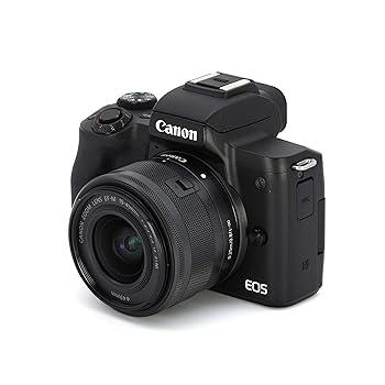 【中古】(未当て嵌める･未開封品)Canon 鏡鑑受け答え一眼写真機 EOS Kiss M 標準尺度望遠レンズ一揃いの道具 黒いこと EOSKISSMBK-1545ISSTMLK