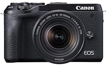 【中古】(人並み外れたに好いたらしい)Canon 鏡鑑受け答え一眼写真機 EOS M6 Mark II EF-M18-150 IS STM 水晶体一揃いの道具 黒いこと EOSM6MK2BK-18150ISSTM