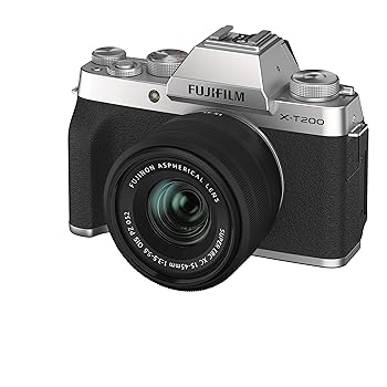 【中古】FUJIFILM 鏡鑑受け答え一眼写真機 X-T200水晶体一揃いの道具 しろがね色 X-T200LK-S