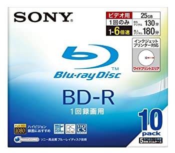 【中古】【人並み外れたに好いたらしい】SONY 録画媒体用BD-R 追記型 片面1層25GB 6倍速 印刷人ブル 10枚P 10BNR1VBPS6