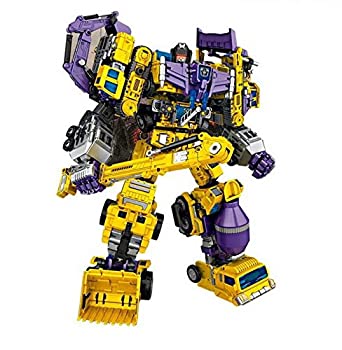 【中古】【非常に良い】NBK TF ENGINEERING/Trailer/Forklift/bulldozer/Navvy 変形 合体 6体セット イエローver.