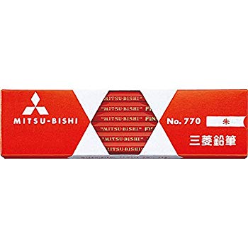 【中古】三菱鉛筆 色鉛筆 No.770 朱色 六角軸 1ダース K770 6g7v4d0