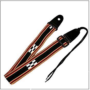 【中古】三線ストラップ　八重山ミンサー柄（黒）【送料無料】 qqffhab