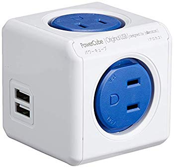 【中古】【非常に良い】POWER CUBE キューブ型電源 4個口 USBポート2個口 青 4290/JPOUPC w17b8b5