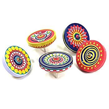 【中古】プリントブリキこま(大) ひもつき (コマ-025P) 1個 直径約62mm 柄はアソート ウキタ ggw725x