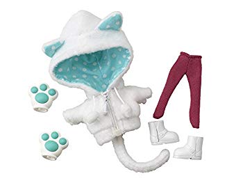 【中古】【非常に良い】コトブキヤ キューポッシュえくすとら あにまるパーカーセット 白猫 ノンスケール フィギュア用アクセサリー w17b8b5
