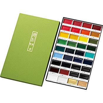【中古】呉竹 絵具 顔彩 絵てがみ 絵具 顔彩耽美 MC20/36V 36色セット 2mvetro