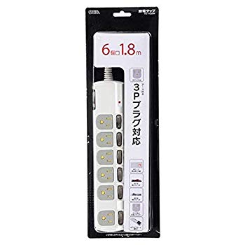 【中古】【非常に良い】オーム電機 アース\u0026雷ガード、3Pプラグ対応 個別スイッチ付き 節電タップ 6個口 1.8m [HS-T1259W] w17b8b5