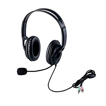 【中古】【非常に良い】エレコム ヘッドセット マイク 両耳 オーバーヘッド 片出しケーブル 1.8m HS-HP28BK
