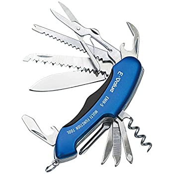 【中古】【非常に良い】E-Value マルチナイフ 15機能 アウトドア・キャンプ向け EMN-5 ブルー 作業用・大工用・アウトドア用