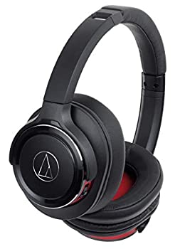 【中古】【非常に良い】audio-technica ワイヤレスヘッドホン Bluetooth マイク付き 重低音 密閉型 ブラックレッド ATH-WS660BT BGD