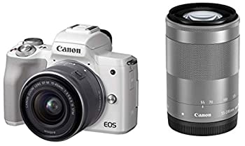 【中古】Canon キヤノン 鏡鑑受け答え一眼写真器 EOS Kiss M(白いこと)・ダブルズームキット EOSKISSMWH-WZK-A デジタルカメラ-カメラ・ビデオカメラ・光学機器-TV・オーディオ・カメラ